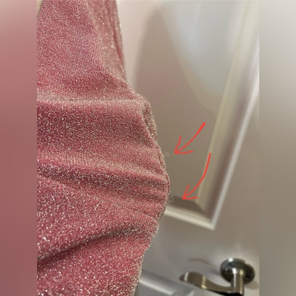 Crystal Doll Sparkly Pink 2-Piece Dress Set Mini Skirt & Long Sleeve Crop Top XL - Picture 9 of 16